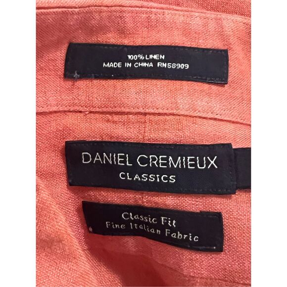 Cremieux Classics Button Up Shirt Mens XL Salmon 100% Linen - Picture 3 of 3